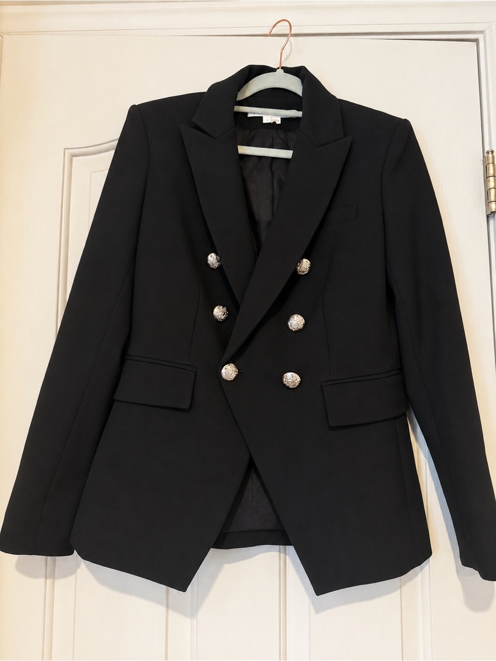 Veronica Beard Black Double-Breasted Crest Button Blazer | Size 6